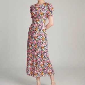 Saloni Bianca Dress In Pink Rosette Print Size UK 8 US 4 NWT.